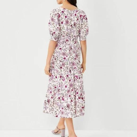 ANN TAYLOR FLORAL TIERED MIDI DRESS New - Picture 2 of 3